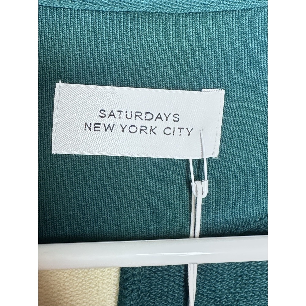 NEW Saturdays NYC Mens Sweatshirt Essex Crew Street Large L Green Ivory Mens - Picture 4 of 8